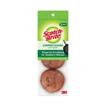 Scotch-Brite Metal Scrubbing Pads, 2 1/2" x 2 3/4", Copper Coated Metal, 3 Pads, PK8 213C